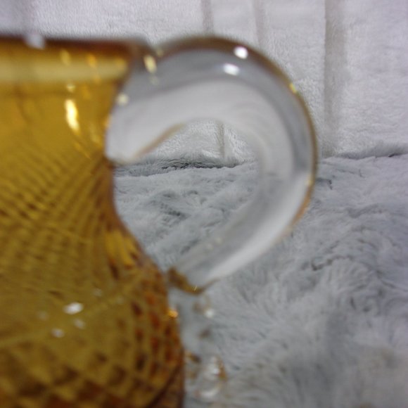 COPY - H-78 VINTAGE PILGRIM GLASS AMBER CREAMER PITCHER  DIAMOND EMBOSSED - Picture 4 of 8